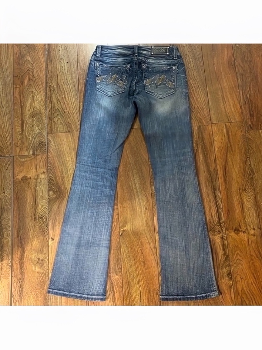 Gorgeous Miss Me Boot Jeans With Embellished Pockets 33” Inseam